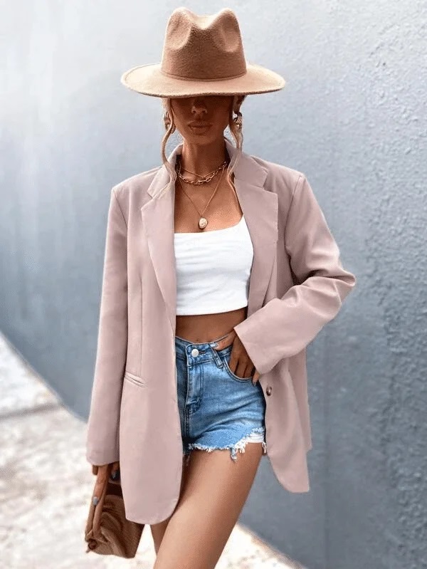 Blazer Estilo Alfaiataria Rosé