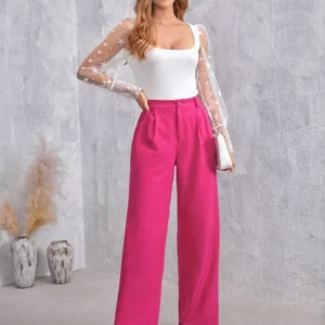 Calça Estilo Alfaiataria Rosa Pink
