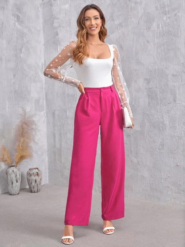 Calça Estilo Alfaiataria Rosa Pink